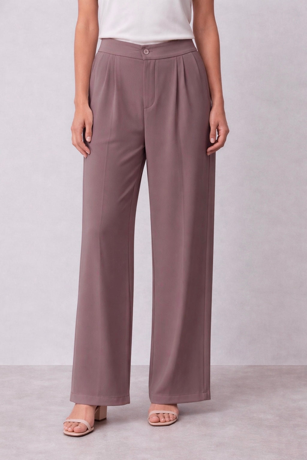 Straight Fit Baggy Korean Pants for Women – Rosy Brown (XL to 3XL)