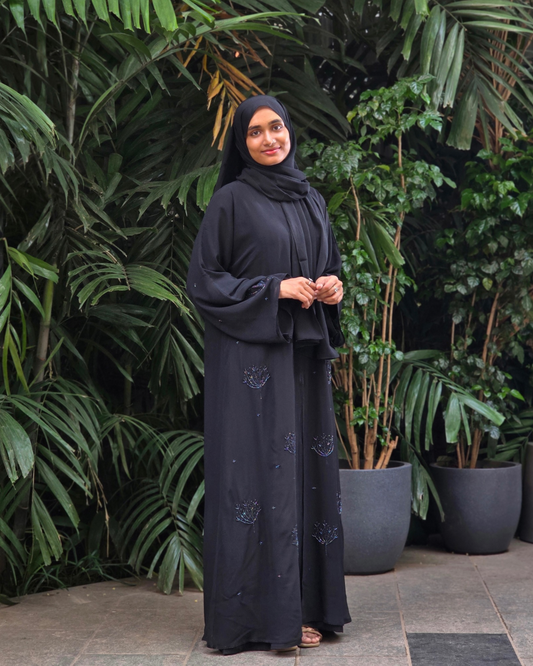 Chiffon Layered Multicoloured Beadwork Abaya – Premium Imported Edition