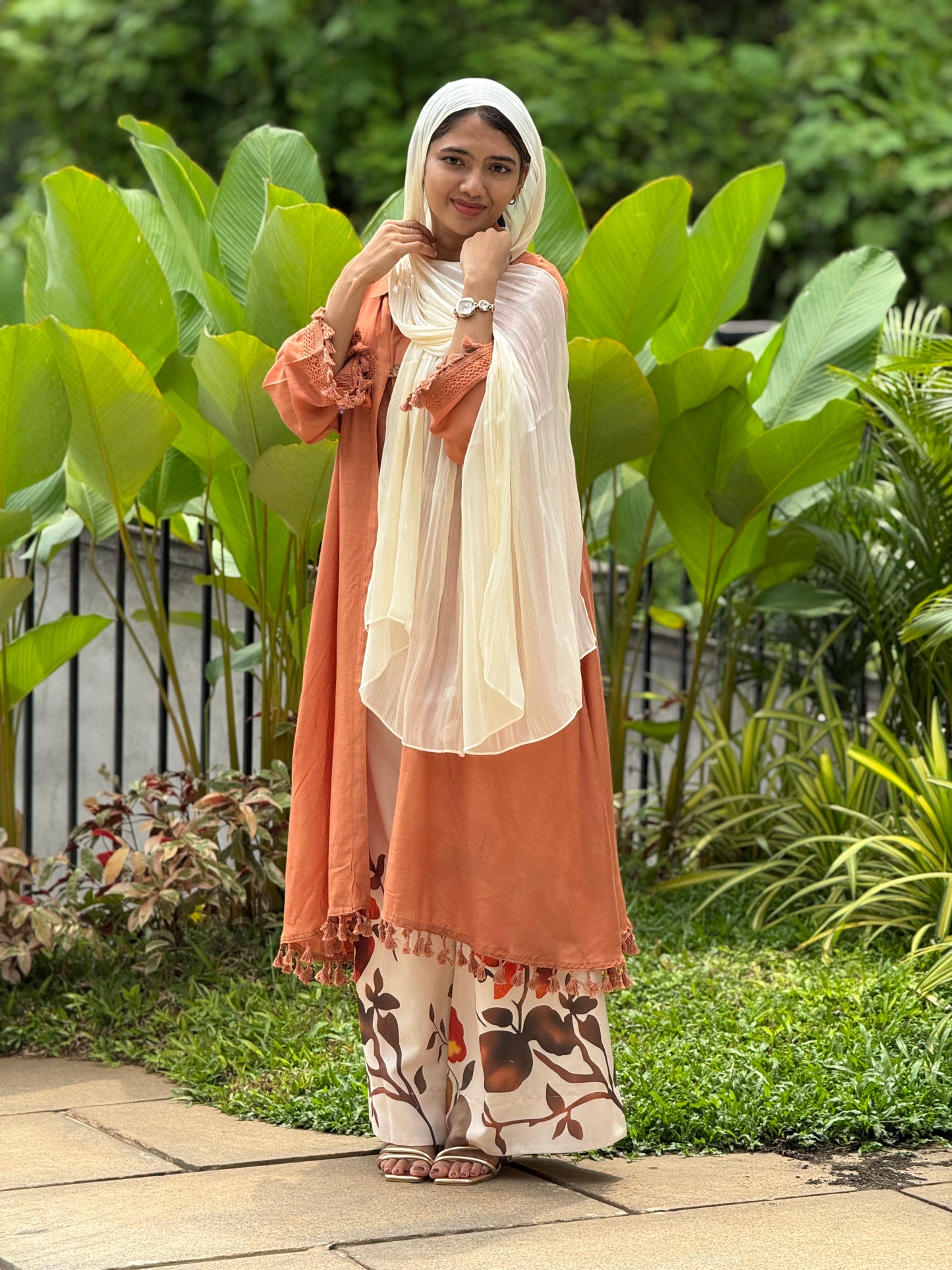 Bohemian Crochet Tassel Cord Set with Overcoat – Terracotta
