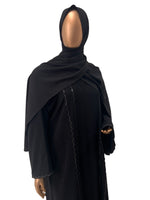 CEY Black Abaya with Black Stone Lace