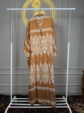 Summer Friendly Printed Linen Slub Kaftan Maxi Dress – Full Sleeve - 56” Length
