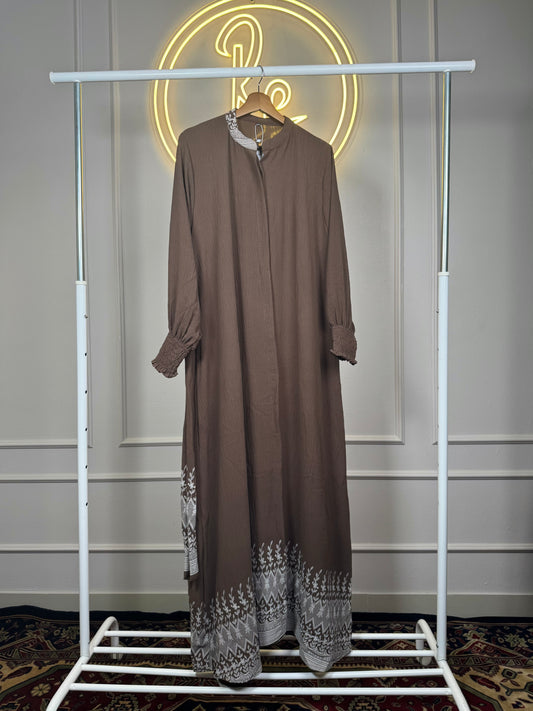 Women’s Printed CEY Maxi Dress with Smocked Sleeves – 56 Inch Long Modest Flowy Dress Fit Up to 3XL