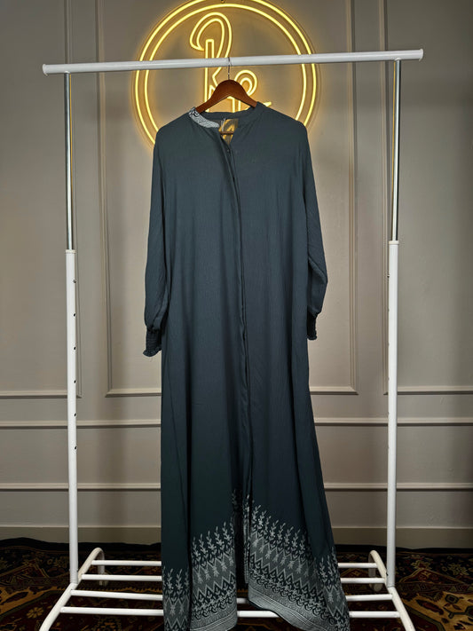 Women’s CEY Embroidered Maxi Dress with Smocked Sleeves – 56 Inch Long Modest Flowy Dress Fit Up to 4XL