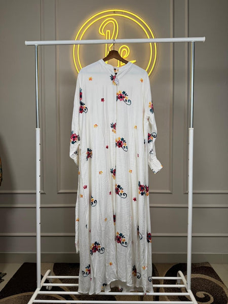 Embroidered Floral Maxi Dress - 56” Length