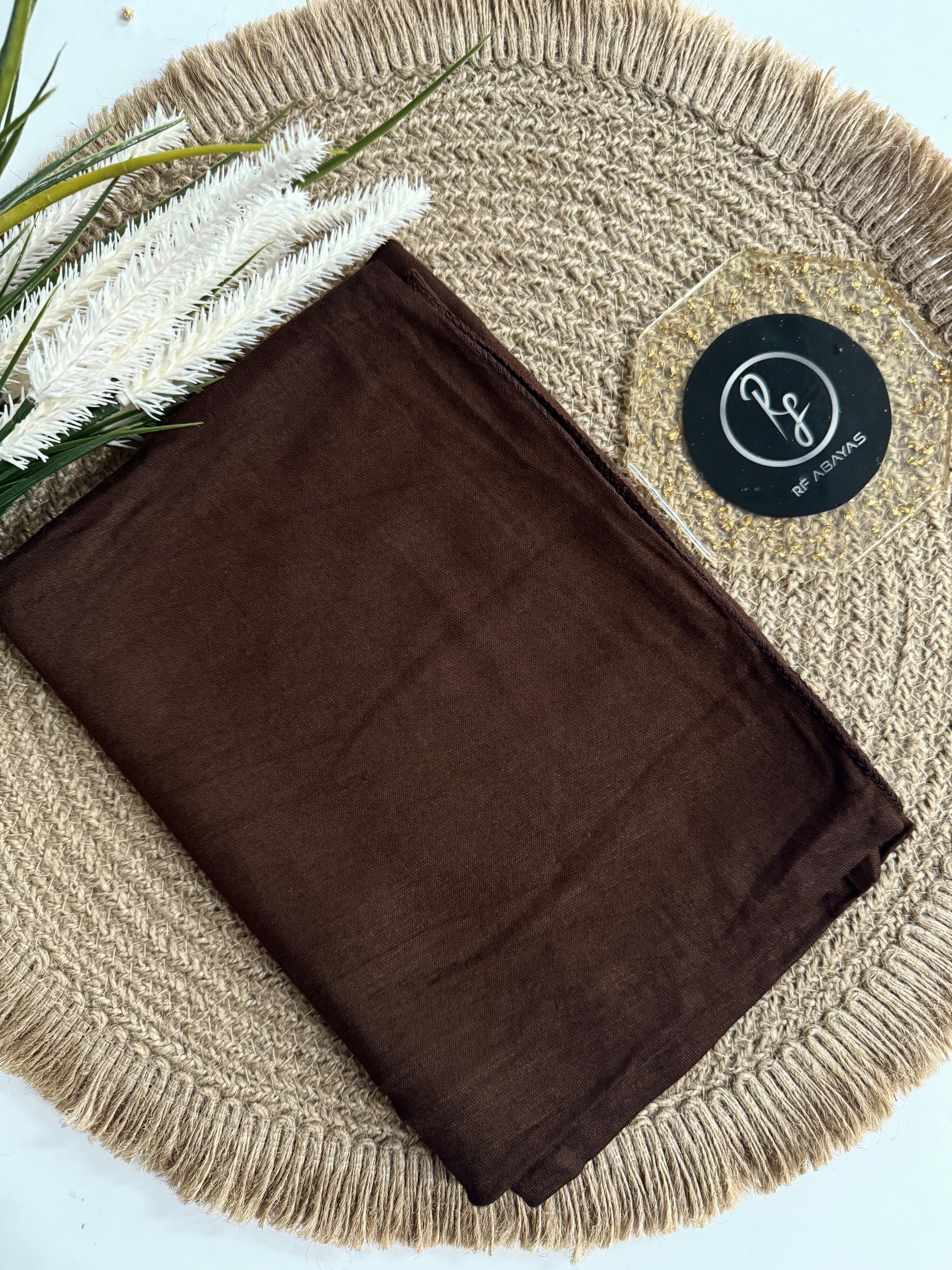 RF Abayas bamboo jersey hijab in soft, breathable fabric, shown in a natural drape and smooth texture.