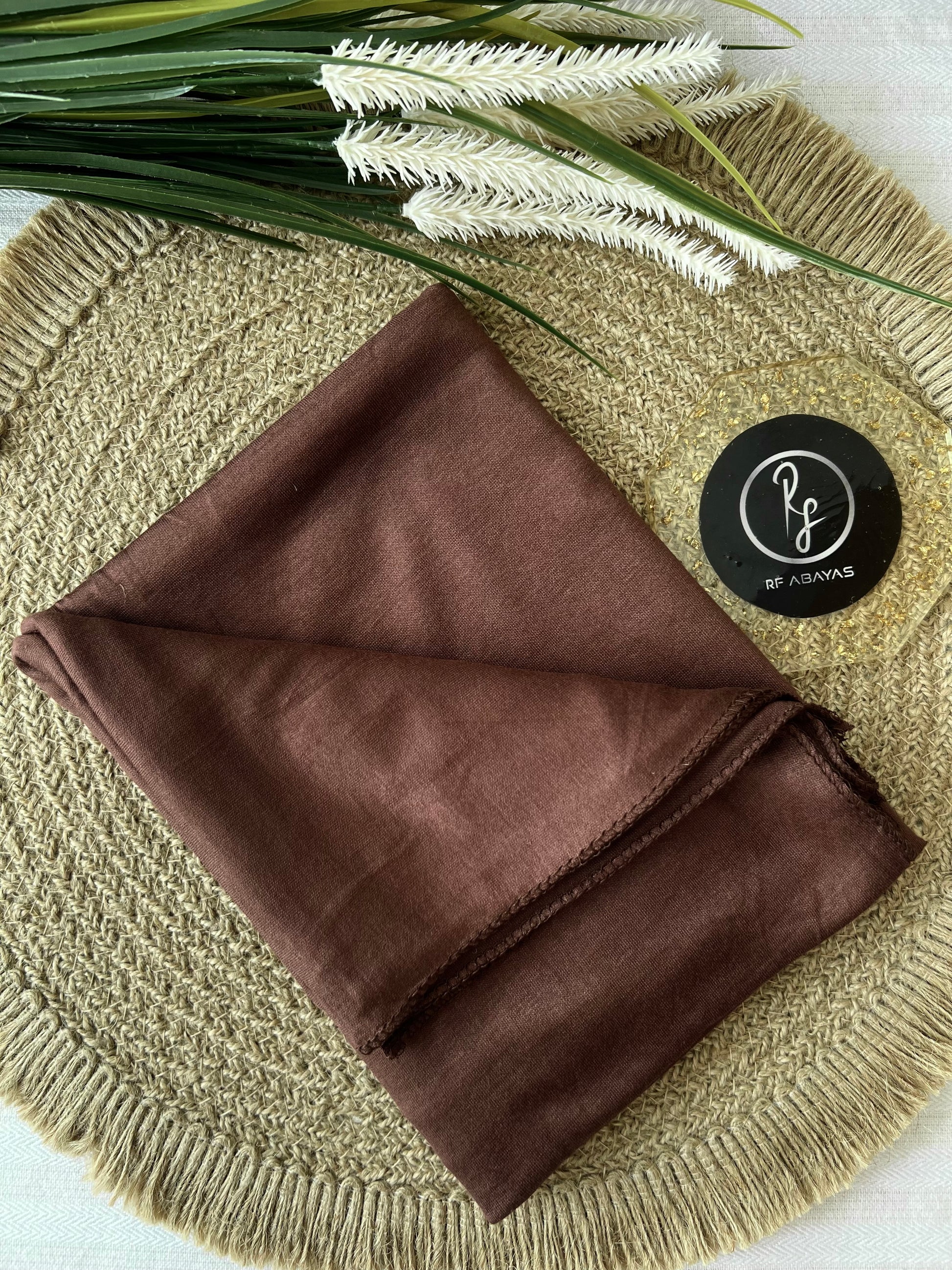 RF Abayas bamboo jersey hijab in soft, natural bamboo fabric, shown draped with a smooth, lightweight appearance.