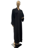 Korean Nida Abaya with Silver Stone Lace