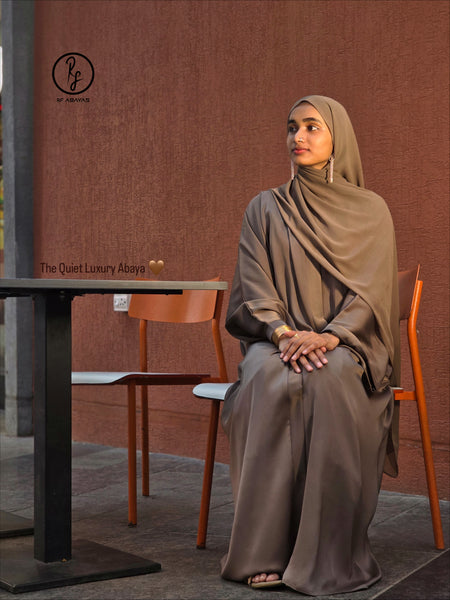Imported TikTok Abaya in Pastel Taupe + Malaysian Georgette Hijab