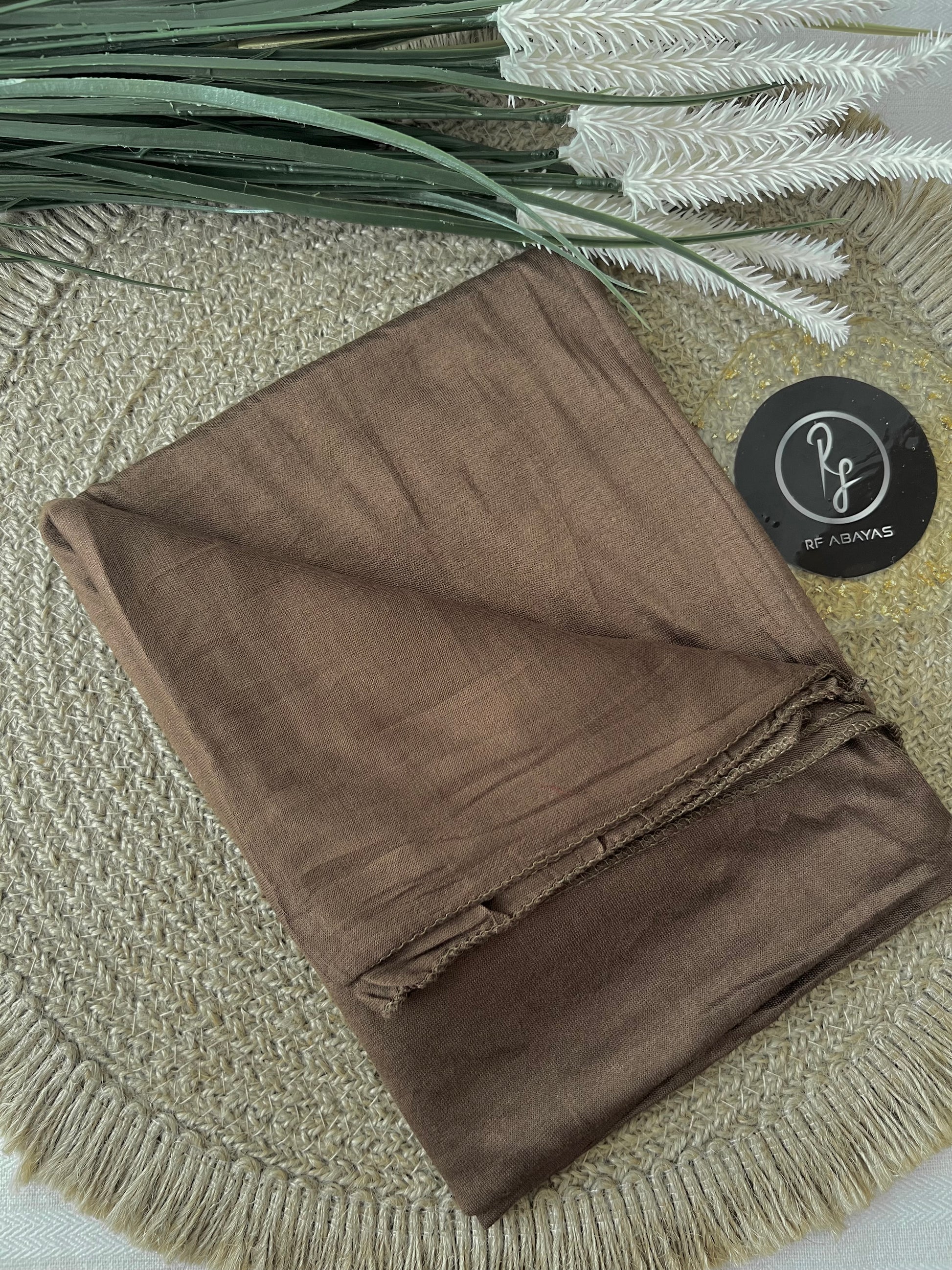 RF Abayas bamboo jersey hijab in soft, breathable fabric, showcasing its smooth texture and elegant drape.