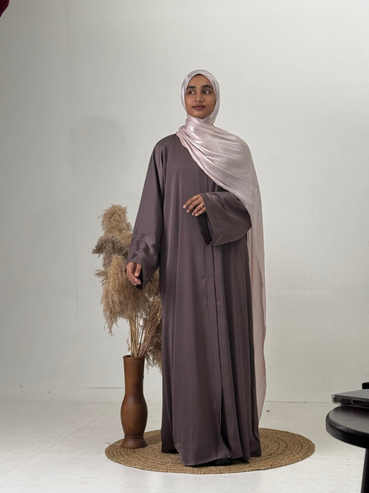 Women’s Imported TikTok Abaya in Smoky Mauve – Flowy Summer Friendly Modest Wear Abaya