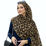 Caramel Leopard double sided animal print chiffon hijab – leopard print hijab scarf 200 x 70 cm | RF Abayas