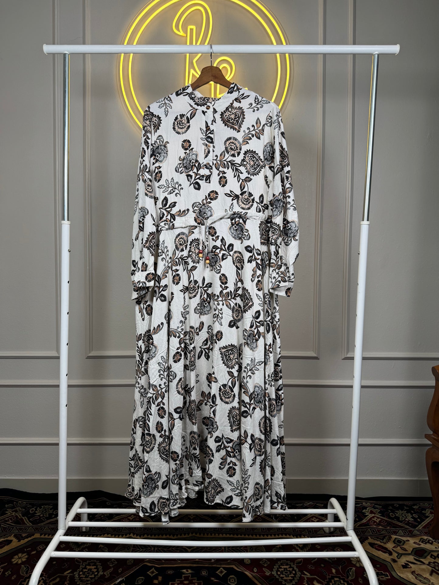 Dubai Imported Printed Maxi Dress – Linen Slub Cotton | Summer Friendly | XL - 51” Length