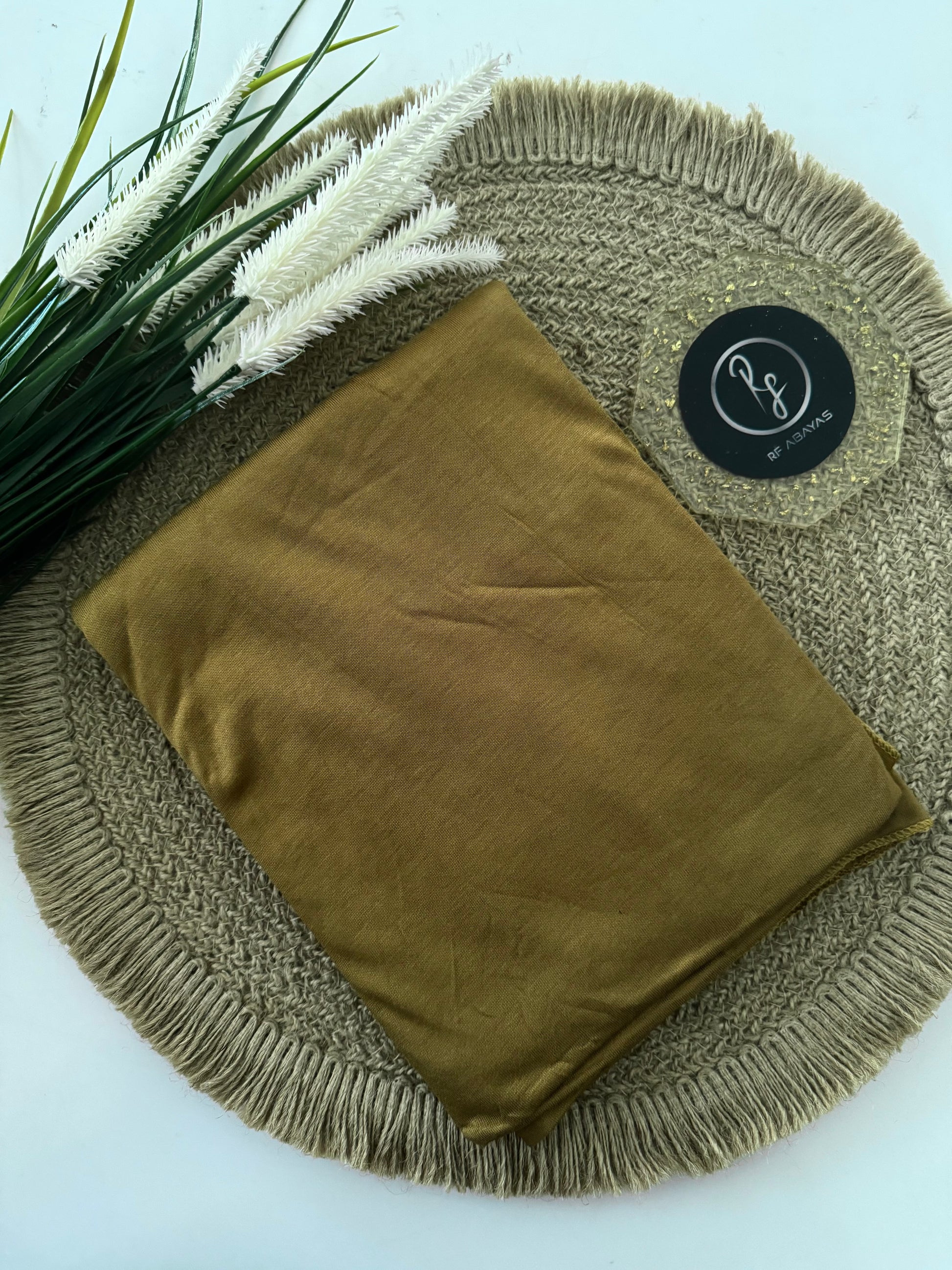 RF Abayas bamboo jersey hijab in soft, lightweight fabric, shown in a natural drape with subtle bamboo texture.