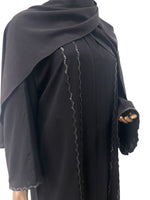 CEY Black Abaya with Black Stone Lace