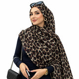 Burgundy Leopard double sided animal print chiffon hijab – leopard print hijab scarf 200 x 70 cm | RF Abayas