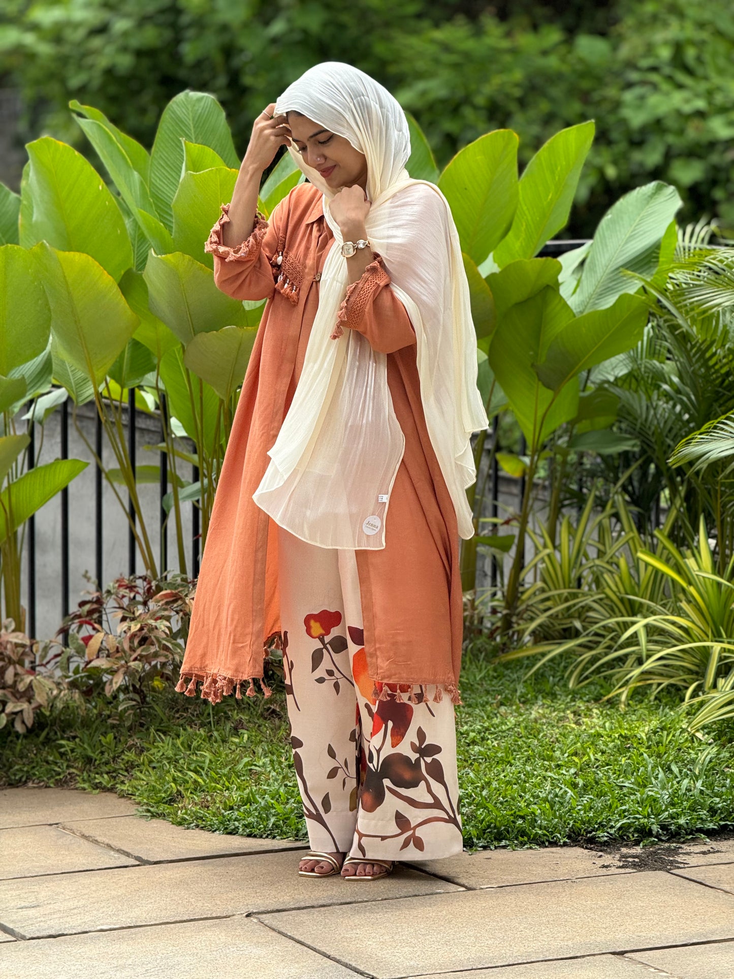 Bohemian Crochet Tassel Cord Set with Overcoat – Terracotta