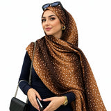 Rust Fawn double sided animal print chiffon hijab – fawn spot print hijab scarf 200 x 70 cm | RF Abayas
