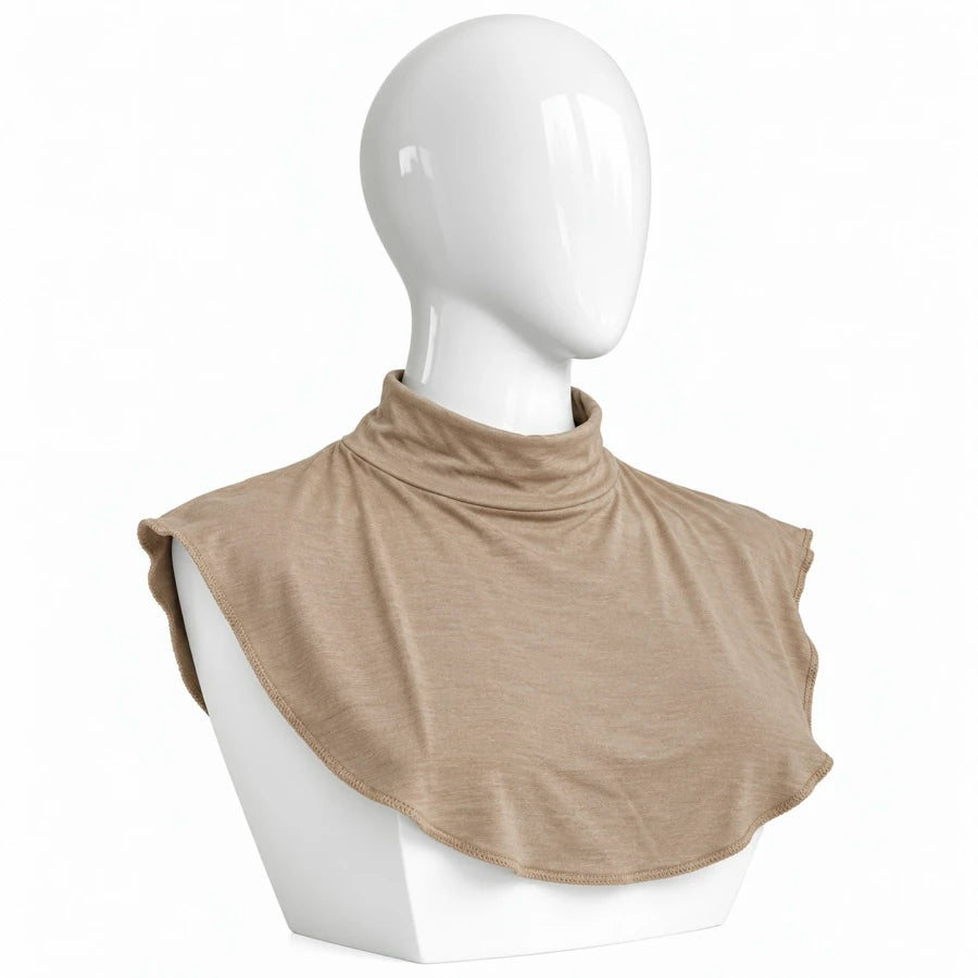 Sand Beige jersey neck cover for hijab – soft stretchable neck & chest cover | RF Abayas
