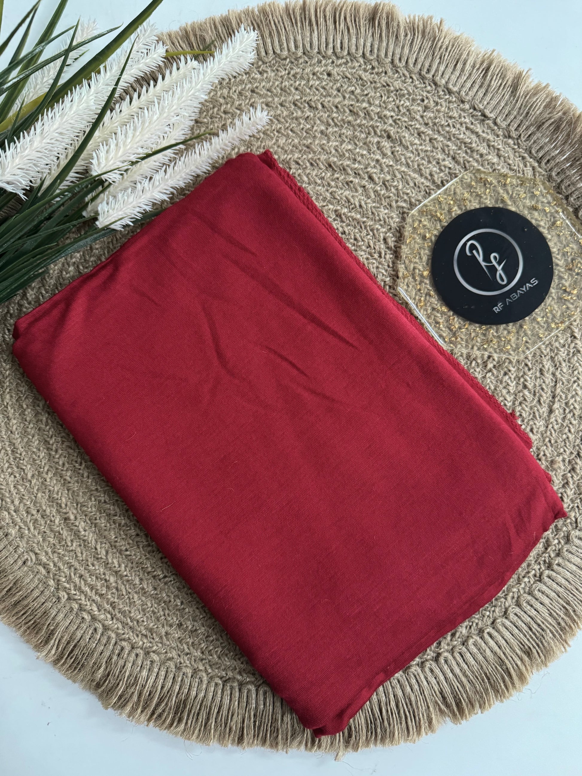 RF Abayas bamboo jersey hijab in a soft, natural fabric with a smooth drape, perfect for modest fashion.