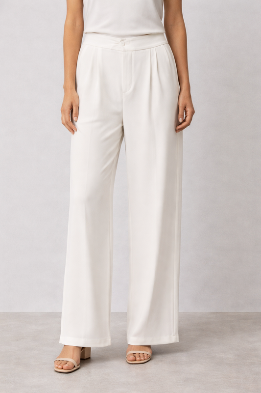 Straight Fit Baggy Korean Pants for Women - White
