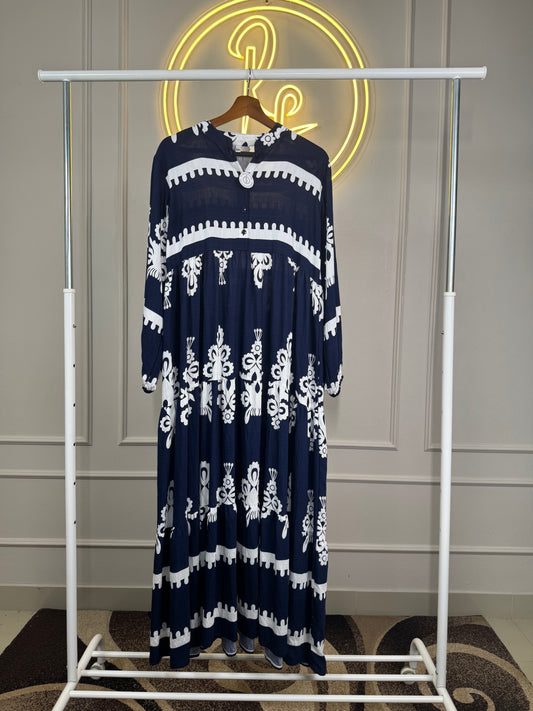 Summer Breeze Embroidered Maxi Dress – 54” Length | Large Size | Feeding Friendly ☀️👗