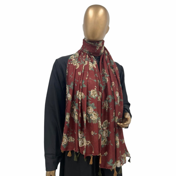 Cotton Floral with Tassels (One side floral print)