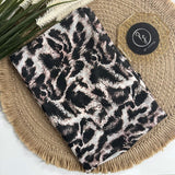 RF Abayas animal print chiffon hijab featuring a stylish, lightweight fabric with a bold animal pattern, perfect for elegant modest wear.