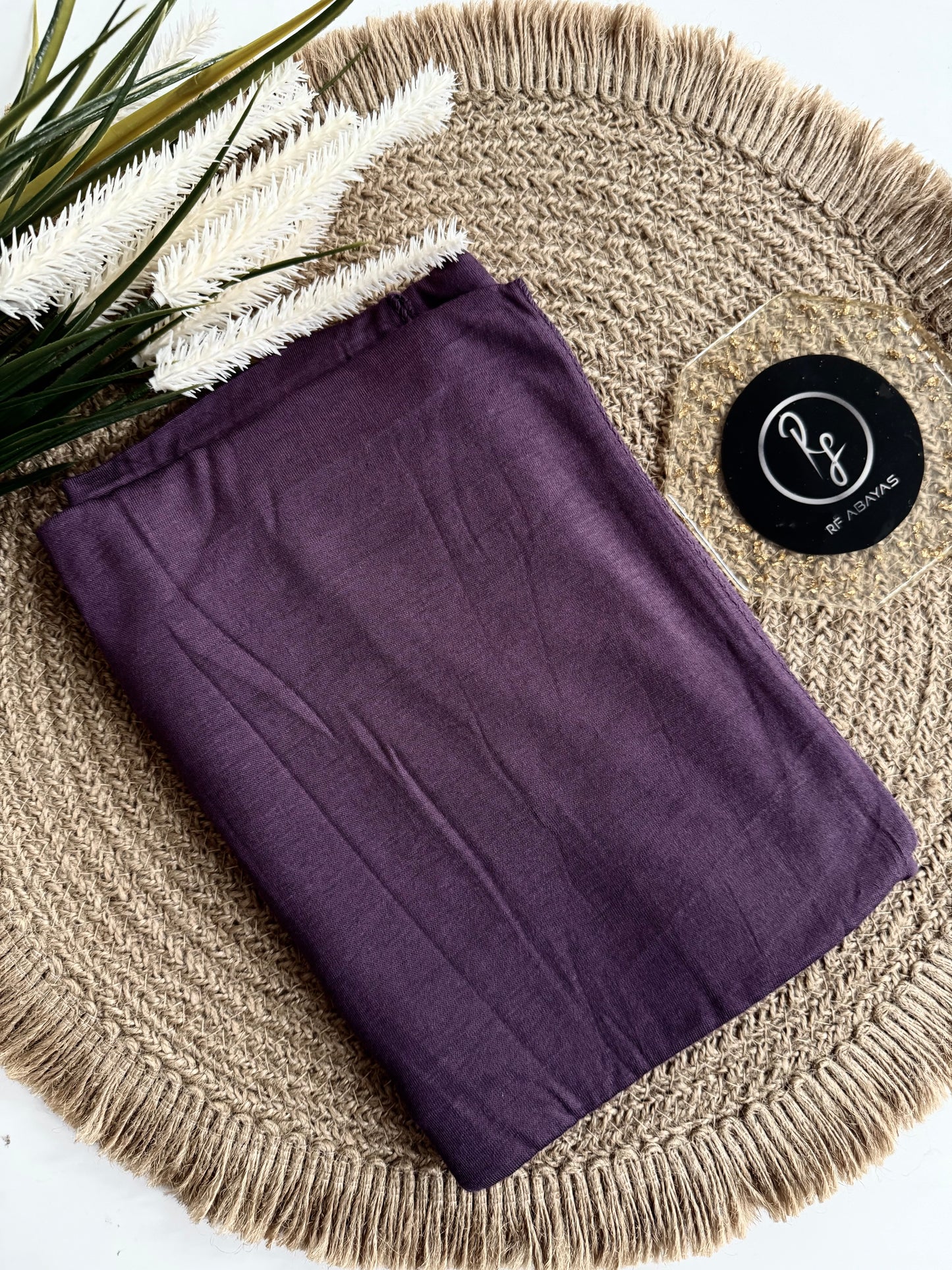 RF Abayas bamboo jersey hijab in soft, breathable fabric, draped elegantly to showcase its smooth texture and versatile style.