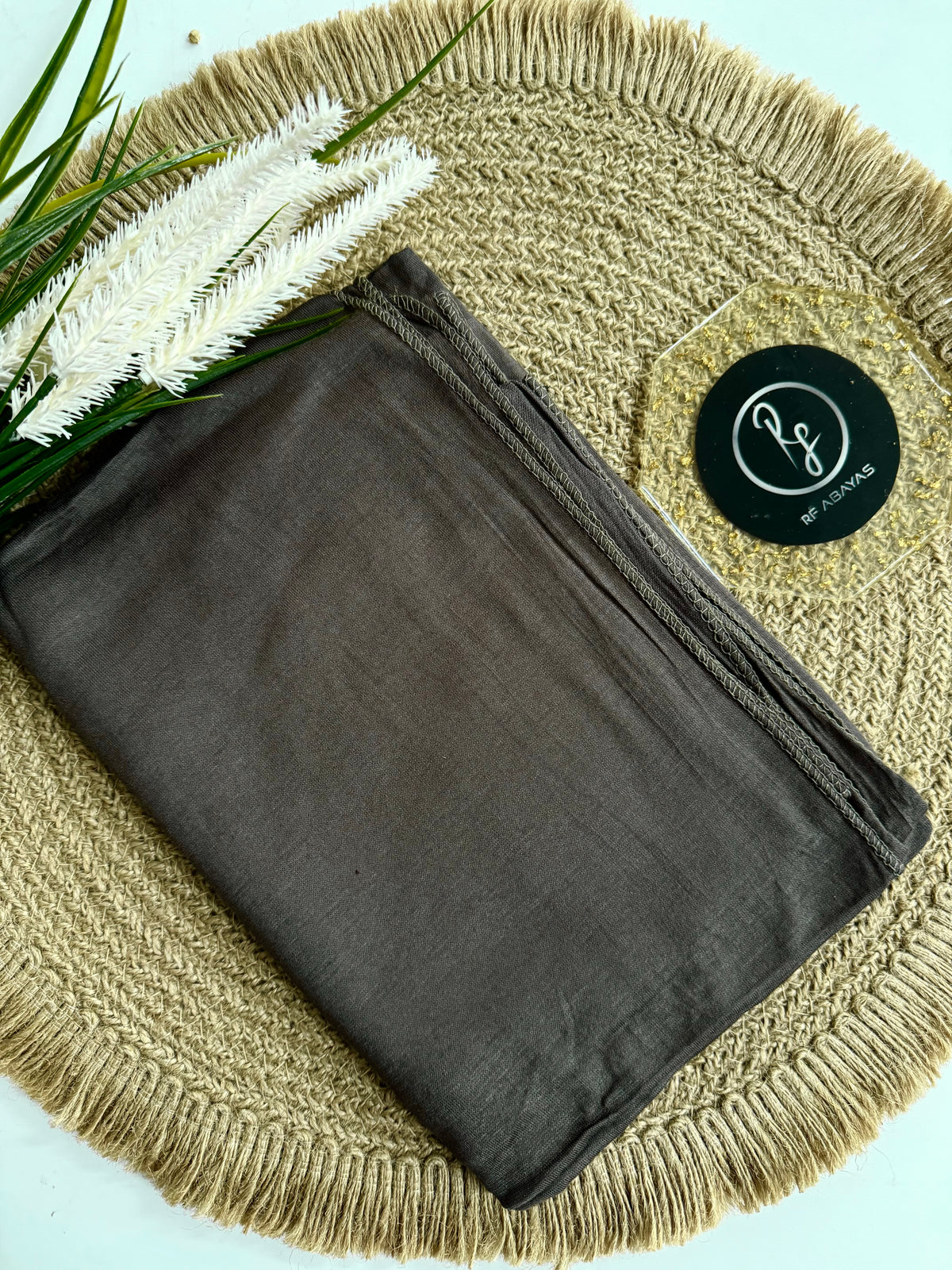RF Abayas bamboo jersey hijab in soft, lightweight fabric, shown in a natural drape with subtle texture and neutral color.