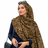 Golden Amber double sided animal print chiffon hijab – small leopard print hijab scarf 200 x 70 cm | RF Abayas