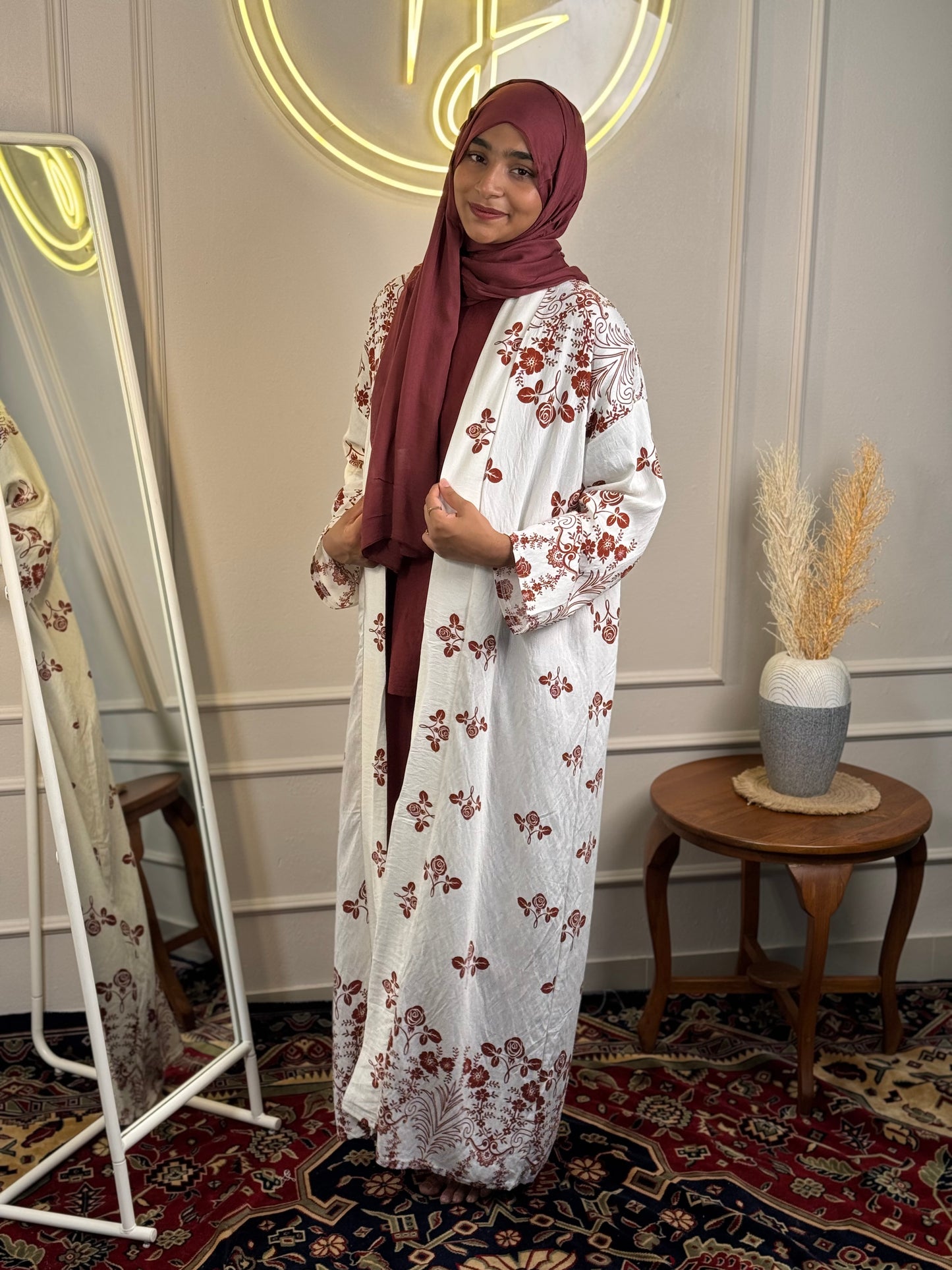 Women’s Dubai Imported Printed Shrug Set with Inner & Loose Pants – 56 Inch Modest Summer Co-ord Set Fit Up to 4XL