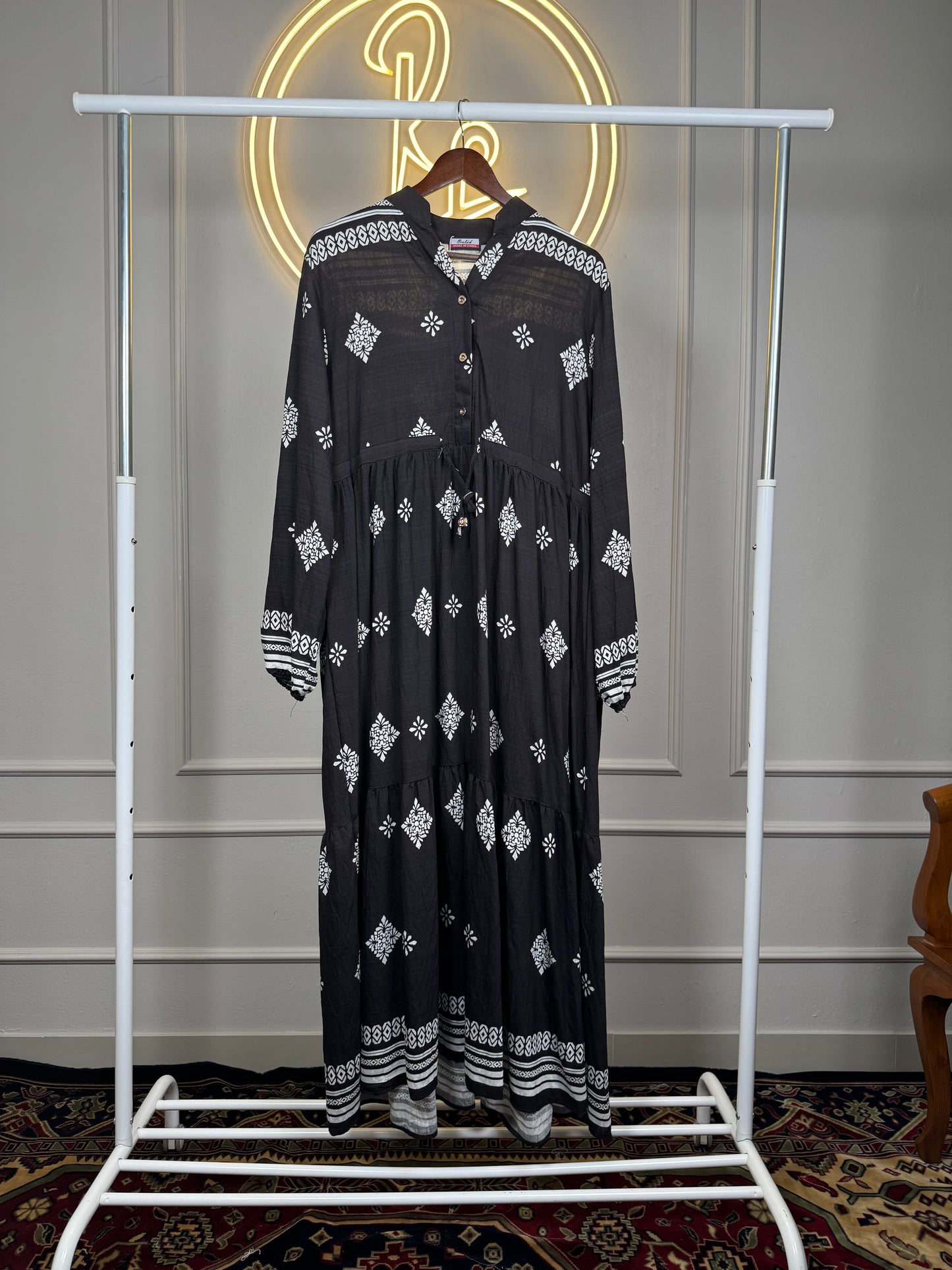 Dubai Imported Cotton Linen Slub Maxi Dress – 56” Length | Fits Up to XL