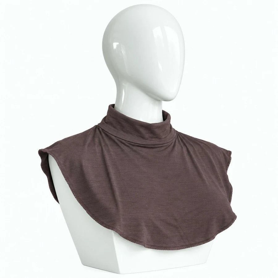 Dark Taupe jersey neck cover for hijab – soft stretchable neck & chest cover | RF Abayas