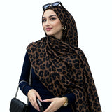 Chocolate Cheetah double sided animal print chiffon hijab – brown leopard print hijab scarf 200 x 70 cm | RF Abayas