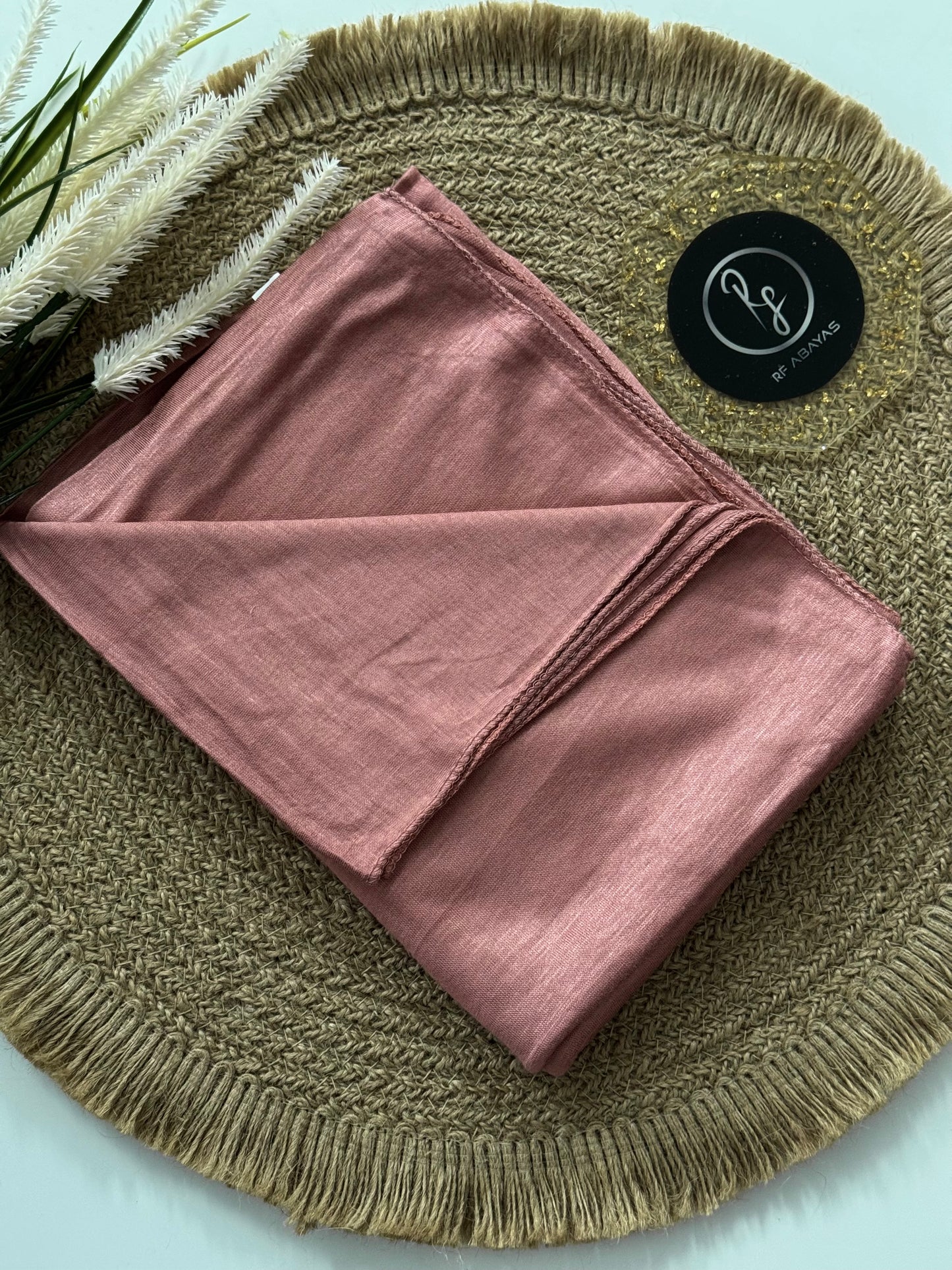 RF Abayas bamboo jersey hijab in soft, breathable fabric, featuring a smooth, stylish drape and natural bamboo texture.