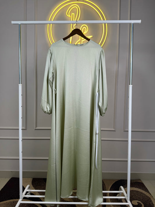 ✨ Premium Textured Satin Maxi Dress – XL Size – 56” Length – With Sleek Belt