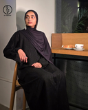 🖤 Imported Black Jacquard Zoom Abaya – Premium Luxe Edition