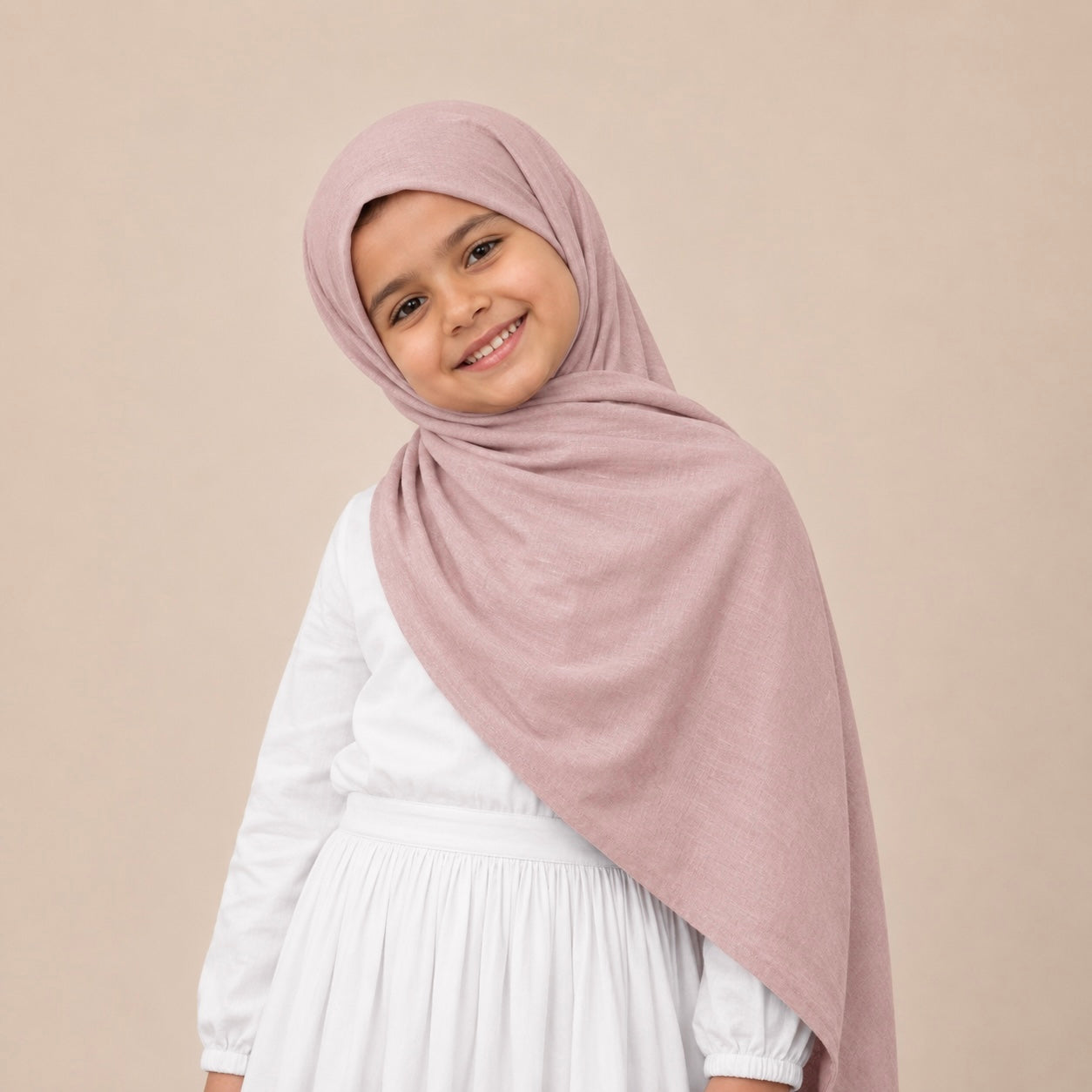 Kids jersey hijab by RF Abayas, soft and comfortable hijab for children, in a gentle jersey fabric with a simple, elegant design.