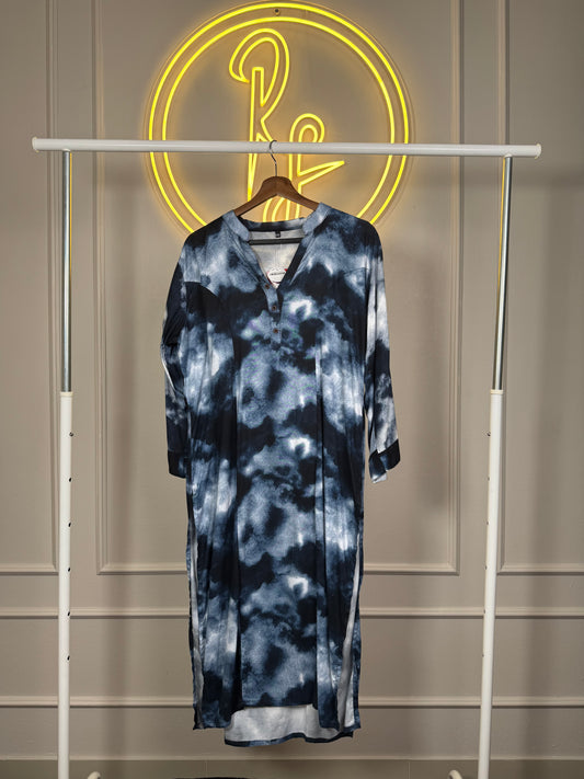 Women’s Tie Dye Cotton Kurthi with Princess Cut – 45 Inch Long Kurtha