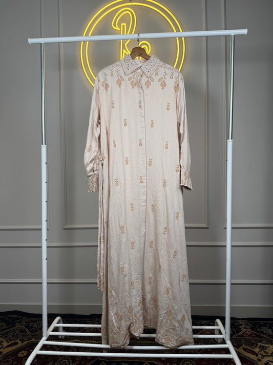 Rubber Print Linen Slub Maxi Dress for Women – XXL Fit | 54 Inch Length