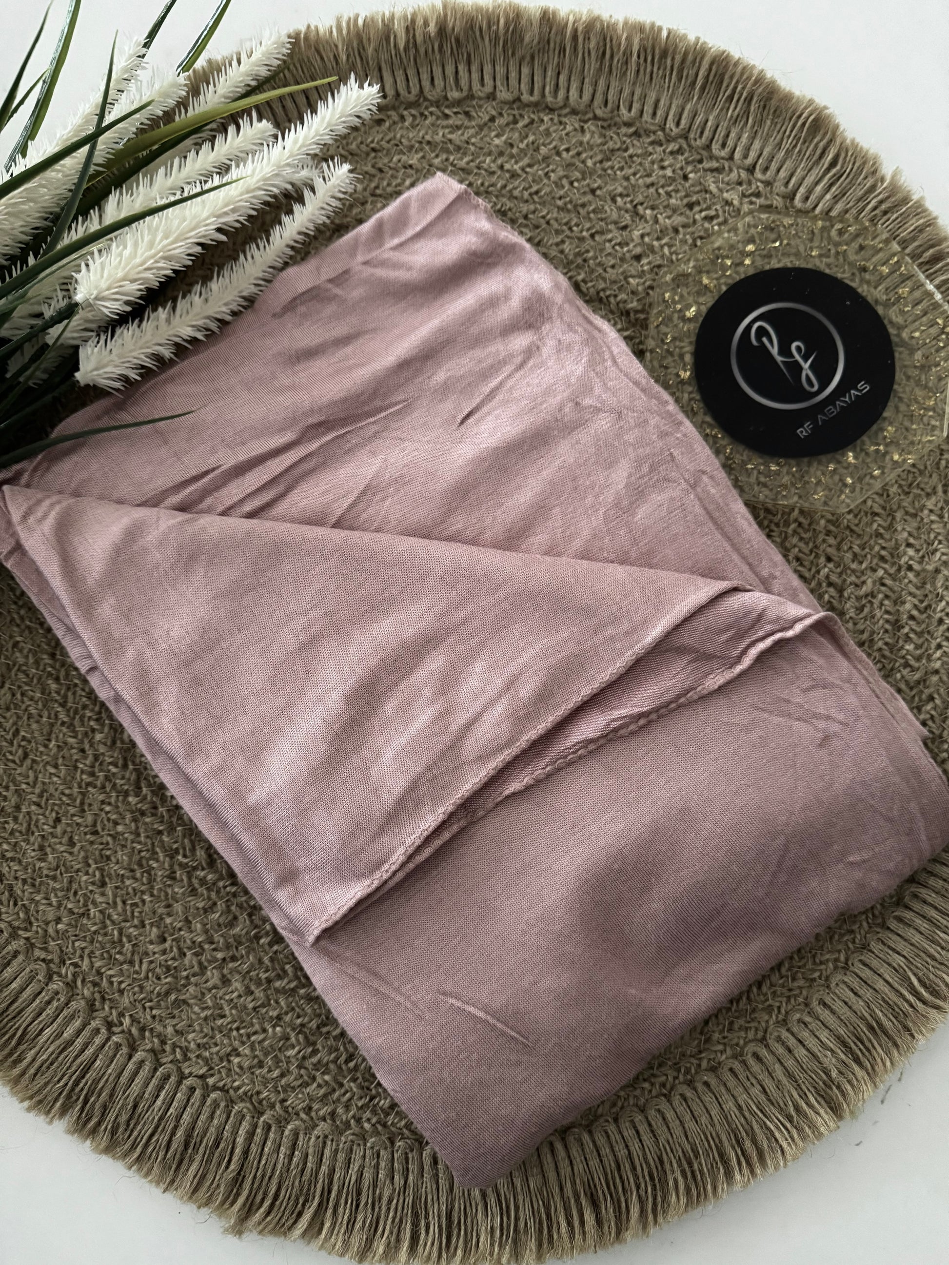 RF Abayas bamboo jersey hijab in soft, breathable fabric, featuring a smooth, lightweight texture perfect for everyday wear.