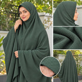 Muted Forest Green bubble chiffon Salafi makkana for women – soft textured khimar | RF Abayas