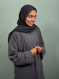 CEY Crush Overcoat Abaya Set - Dark Grey