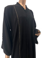 Korean Nida Abaya with bronze glitter lace with black beads