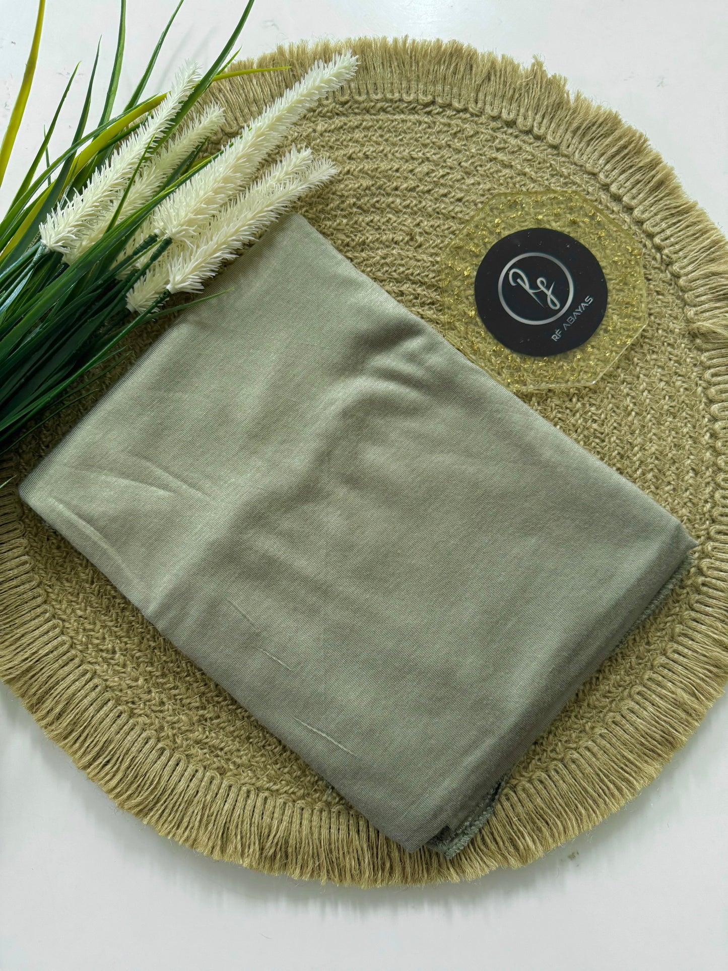 RF Abayas bamboo jersey hijab in soft, breathable fabric, draped elegantly to showcase its smooth texture and versatile style.