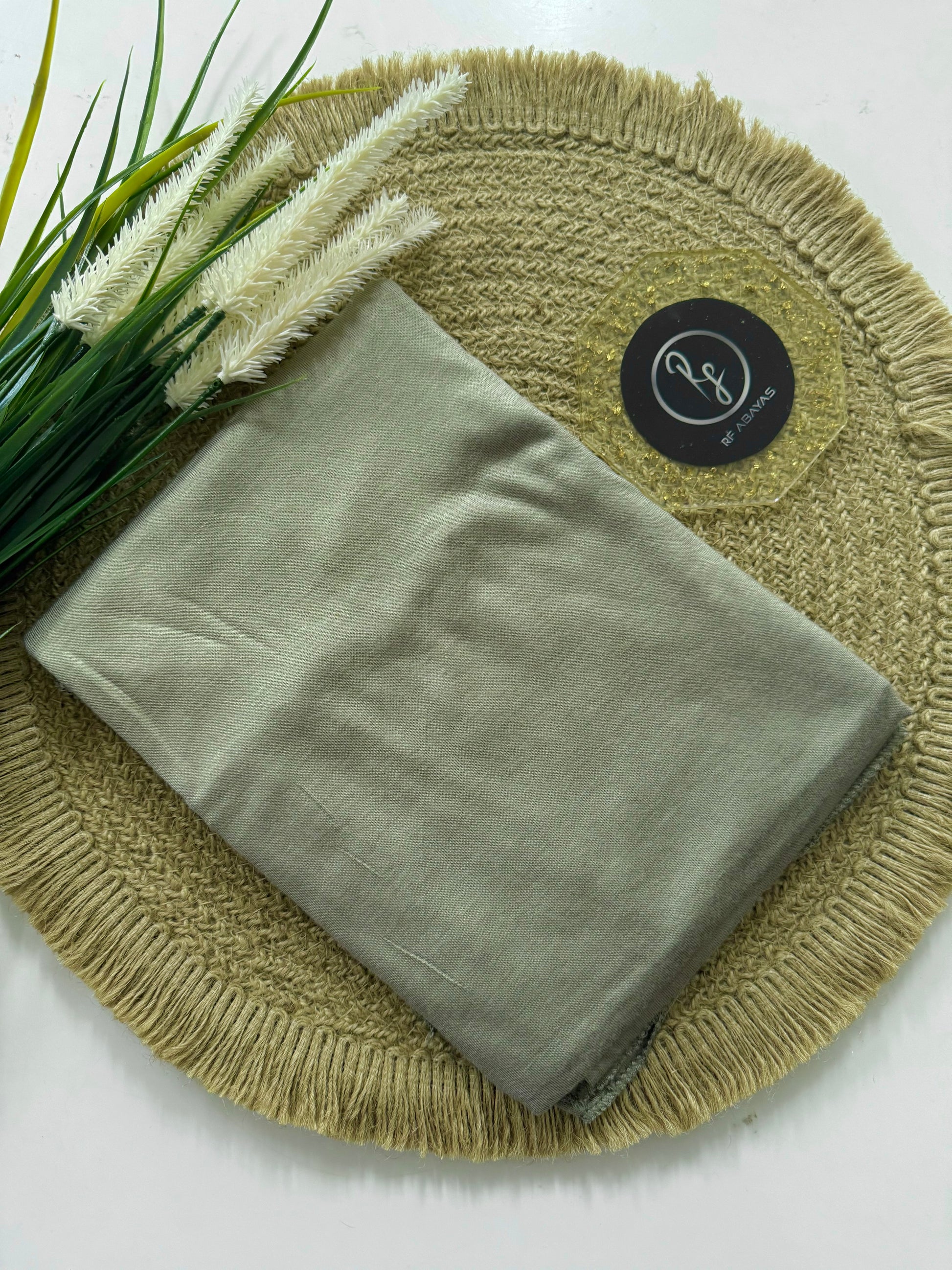 RF Abayas bamboo jersey hijab in soft, breathable fabric, draped elegantly to showcase its smooth texture and versatile style.