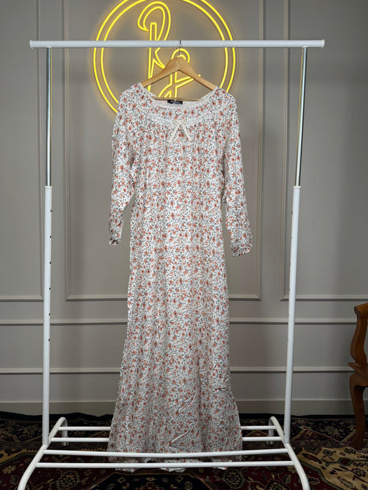 Women’s Floral Print Dubai Maxi Dress with Balloon Sleeves – 56 Inch Long Modest Rayon Maxi Fit Up to XL