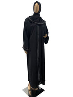 Korean Nida Abaya with Silver Stone Lace