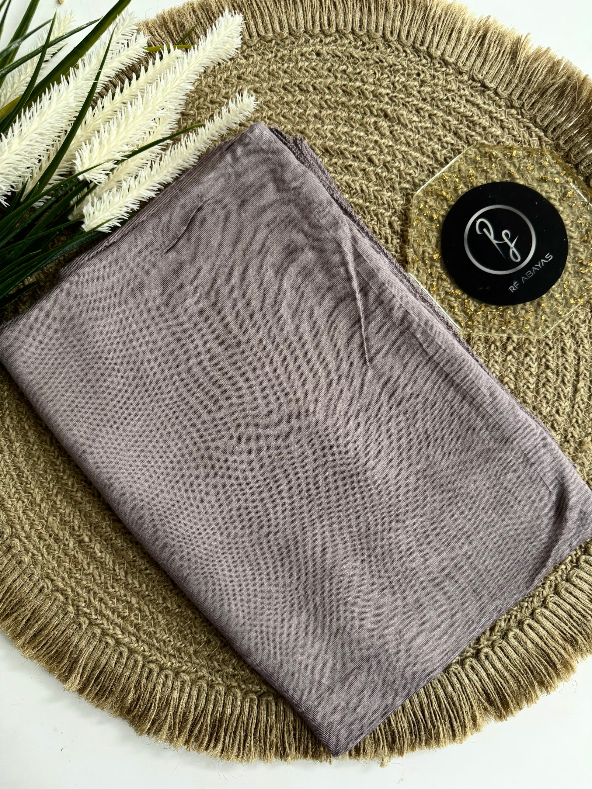 RF Abayas bamboo jersey hijab in soft, breathable fabric, featuring a smooth, comfortable drape and elegant design.