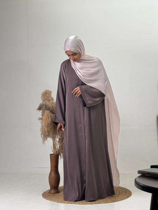 Women’s Imported TikTok Abaya in Smoky Mauve – Flowy Summer Friendly Modest Wear Abaya